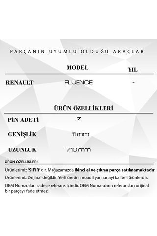 Renault Fluence İçin Airbag Şerit Kablosu 7 Pin - 66,5 Cm Airbag Sargısı
