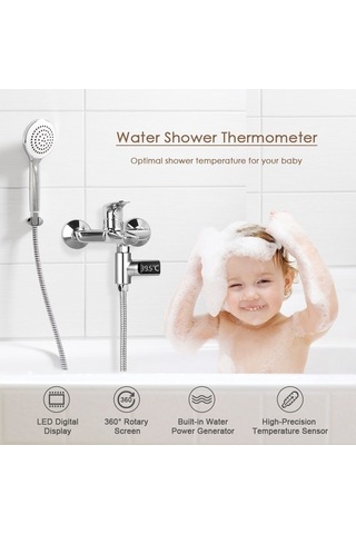 Pazly Led Dijital 5 85 C Duş Termometresi, Gerçek Zamanlı Su Akış Monitörü, 360 Duş Takımı 58856616 Diğer