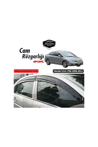 Honda Civic Fd6 2006-2011 Uyumlu Mugen Cam Rüzgarlığı Seti Piano Black 4'lü İthal 00 Şüscaroto Aksesuar