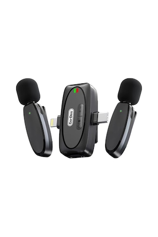 Kablosuz Yaka Mikrofonu Type-c Ve Lightning Portlu Go Des Gd-ws303 2in1 Siyah
