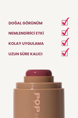 Pop Beauty Doğal Görünüm, Nemlendirici Etkili, Yanak Ve Dudak Renklendirici Stick Allık, Toasted Teddy 8684415590244 Pop1