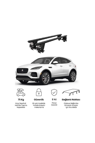 Royal Jaguar E-pace X540 2017 Ve Sonrası Uyumlu Siyah Ara Atkı Port Bagaj Tavan Barı