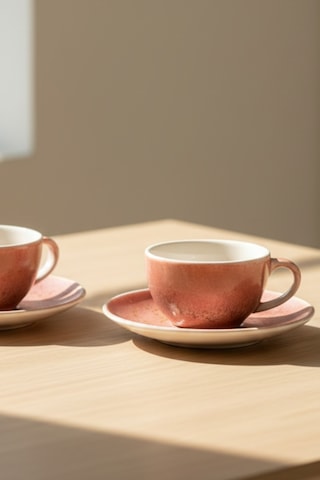 6'lı Liza Espresso Fincanı 70 Cc + Fincan Tabağı Giorgiana Lisa Shape Rosa Şık Ve Modern Porselen Kahve Takımı Krem