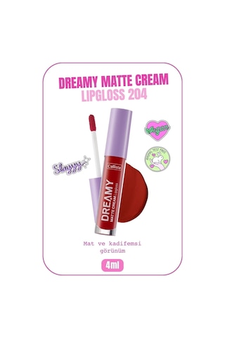 Callista Dreamy Matte Cream Lipgloss Mat Görünümlü Dudak Parlatıcısı - 204 Hot Girl Check - Kırmızı