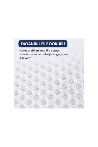 Çamaşır Yıkama Filesi - 40x50 Cm - Fermuarlı - Tekrar Kullanılabilir Beyaz