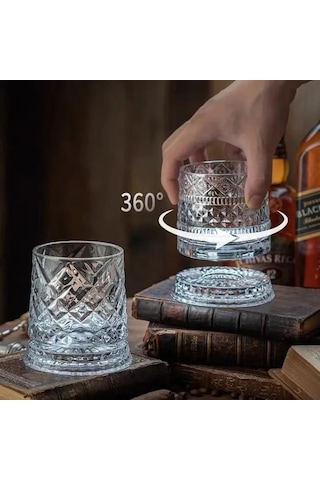 360 Derece Dönen Bardak 280 Ml Kristal Cam Şeffaf