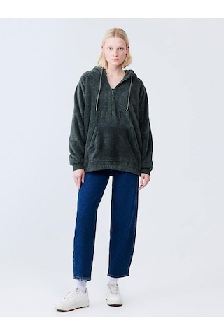 Ltb Serono Peluş Kadın Haki Sweatshırt-13878