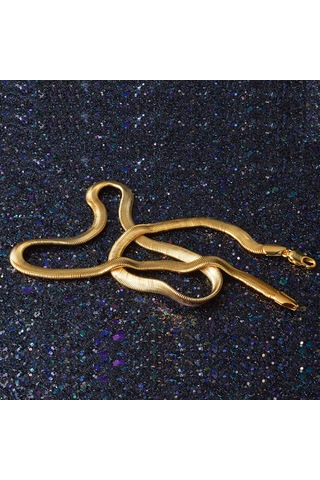 Minimalist Moda Nötr Düz Yılan Kişilik Kolye Altın Çok Renkli