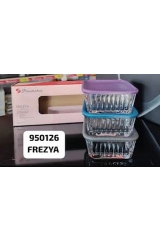 Paşabahçe 950126 Frezya Cam Saklama Kabı 3 Parça Renkli