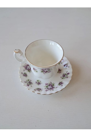 Sweet Violets Bone China Vintage Çay Fincanı Menekşe Mor