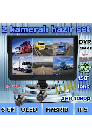 2 Adet Ahd 1080p Kelebek Kamera 6 Kanallı Qled 10'' Dvr Monitör