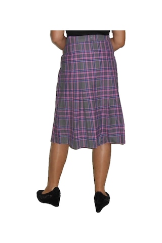 Gri-pembe Ekoseli Pileli Etek Art.3 Çok Renkli