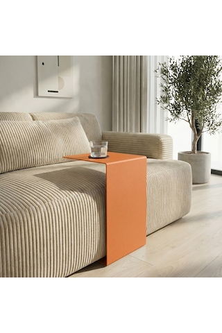 Metal Koltuk Üstü C Sehpa Modern Minimal Yan Sehpa Turuncu