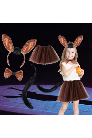 Suntek Çocuk Için Hayvan Kafa Bandı Ve Kuyruk Seti Stil-a