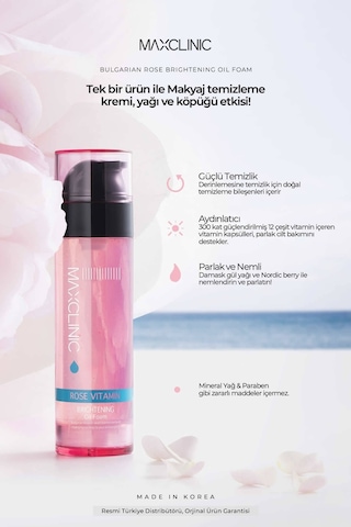 Maxclinic Gül Yağı ve Vitamin Kapsülleri İle Tek Adımda Çift Aşamalı Temizlik Rose Vitamin Oil Foam