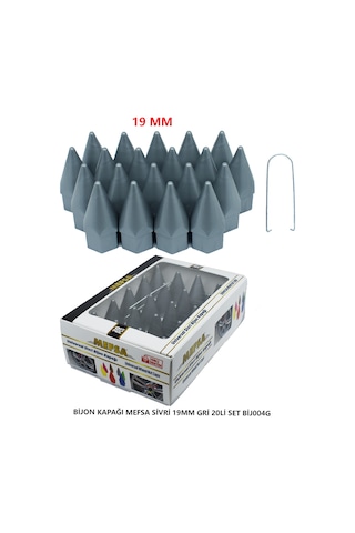 Bijon Kapağı Sivri 19 Mm Gri 20 Li Set
