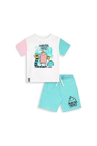 Denokids Monster Dudes Erkek Çocuk T-shirt Şort Takım Çok Renkli