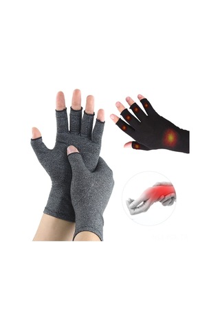 Padalink Artrit Eldiveni, Yarım Parmaklı, Ağrı Ve Şişliği Azaltır, El Sıcaklığını Korur, Hafif Ve Yumuşak, Siyah, L Beden
