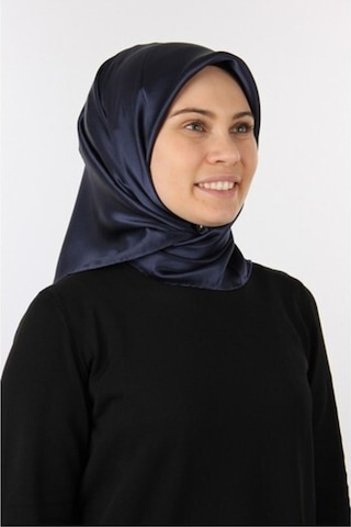 Aker Lacivert Taşlanmış Düz Ipek Eşarp 7747758 - 321