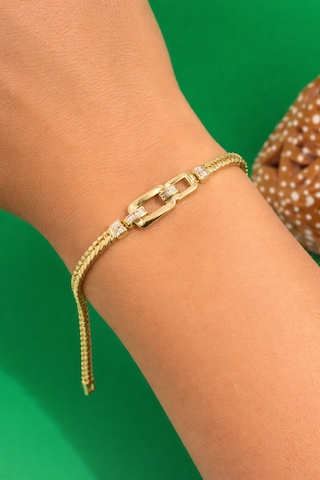 Xuping 14k Kuyumcu Model Ezme Zincir Zirkon Taşlı Bileklik Altın