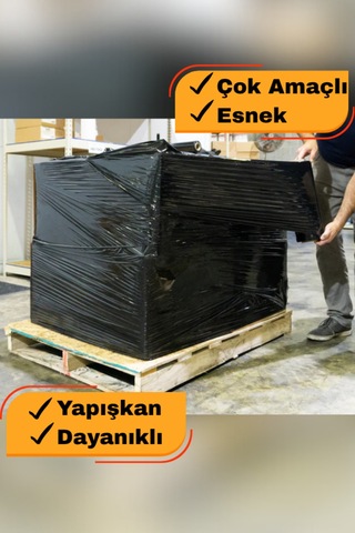 Siyah Palet Streç Film 50 Cm 300 Metre 2.5 Kg Eşya Sarma Kargo Paketleme Taşınma Nakliyat Ambalajı