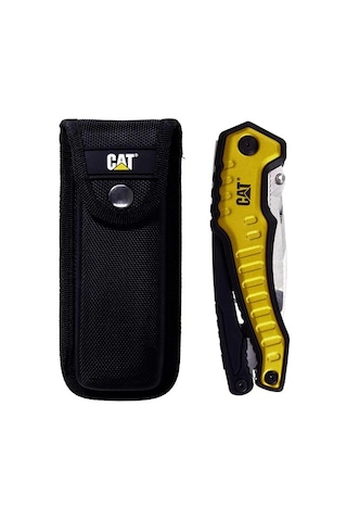 Cat Da980045 9 In 1 Çok Fonksiyonlu Katlanabilir 27cm Paslanmaz Çelik Sarı Kamp Çakısı Bıçağı + Taşı