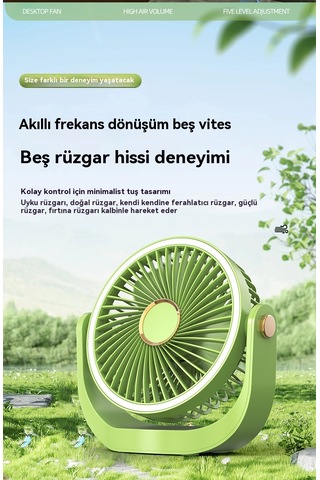 Aurora Fan Gece Lambasık Lipsi Fan Ofis Masasüstü Usb Şarjı 1 Mavi