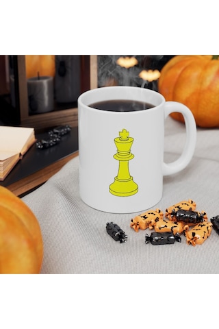 Satranç Altın Şah Temalı Baskılı Kupa Bardak Çok Renkli