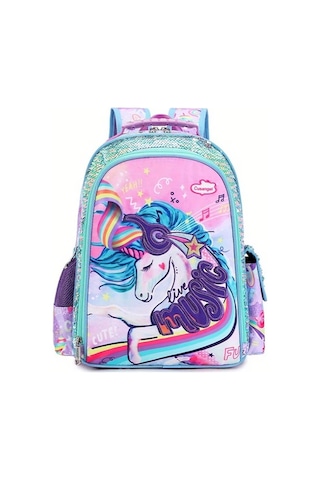 Maxaccess Unicorn Single Bag Unicorn Dino Print Okul Cantasi Ayarlanabilir Askili Buyuk Bolmeli Tekli Unicorn Çantası
