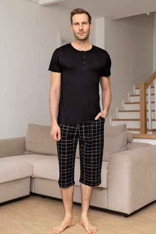 Aydoğan Erkek Civan Modal Bermuda Siyah Pijama Takım 0033 Siyah
