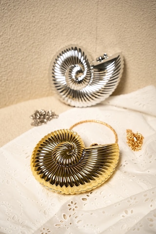 Laminta Salyangoz Detaylı Abiye Çanta - Gold Gold