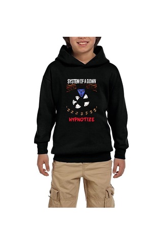 Zepplin Giyim System of a Down Hypnotize Siyah Çocuk Kapşonlu Sweatshirt Siyah