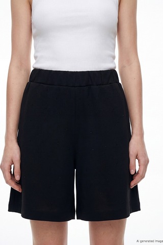 Lcw Comfort Siyah Soft Touch Taşlı Kadın Şort