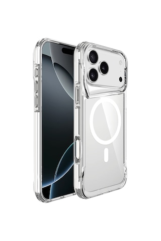 Apple Uyumlu iPhone 17 Pro Kılıf Zore M-safe Şarj Özellikli T-max M-safe Kapak Seffaf