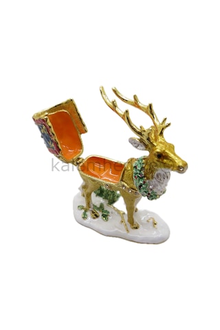 Swarovski Taşlı Çayırda Gezen Geyik - Gizli Hazneli Masaüstü Hedi