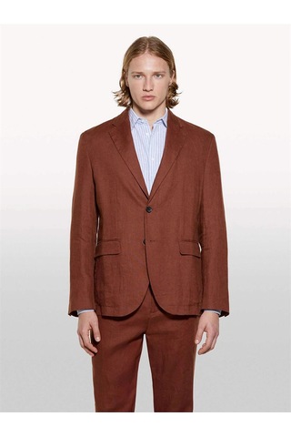 Sisley %100 Keten Astarsız Rahat Kalıp Ceket Erkek Kahverengi Ceket - 325p2aghsw01q