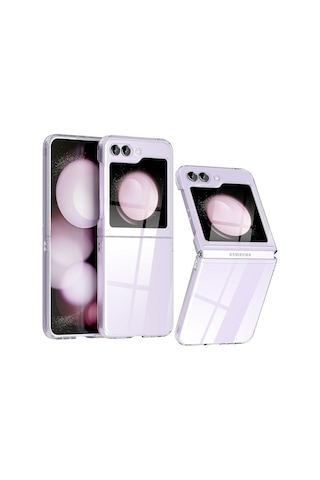 Samsung Galaxy Uyumlu Z Flip5 Sert Kristal Kapak Kılıf - Şeffaf Al3155