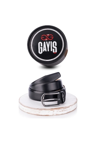 Özel Oval Kutulu Hakiki Manda Derisi Klasik Siyah Erkek Kemer Siyah