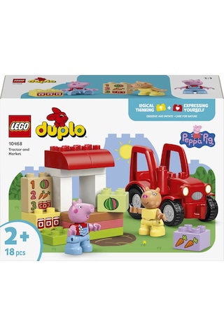 LEGO® DUPLO® Peppa Pig Traktör ve Pazar 10468 - 2 Yaş ve Üzeri Çocuklar için Figür İçeren Eğitici Oyuncak Yapım Seti (18 parça)