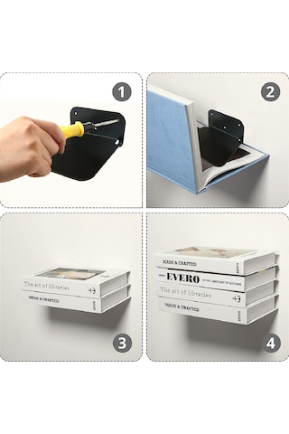 Görünmez Dekoratif Duvar Kitaplığı Metal Dayanıklı Kitaplık 2 Ad