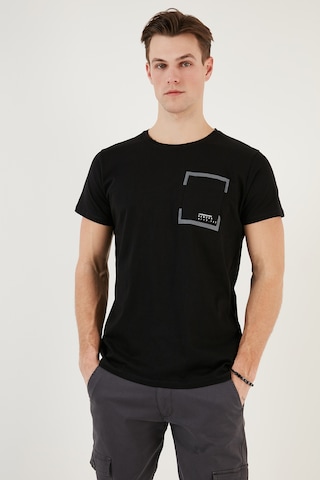Buratti Bisiklet Yaka Pamuklu Slim Fit Erkek T Shirt 541Rework Siyah
