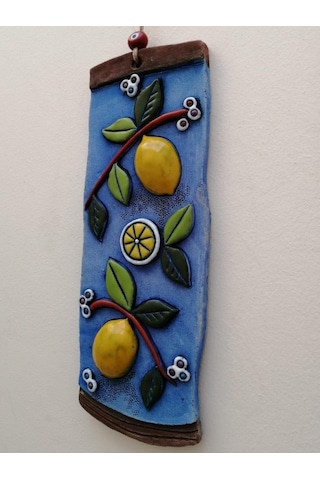 Özel Tasarım Seramik Limon Ağacı Dekoratif Duvar Süsü Ev Bahçe Duvar Dekorasyon