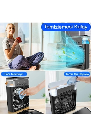 Buzlu Su Püskürtmeli Hava Serinletici Fan Taşınabilir Hava Nemlendiricili Ledli Fan