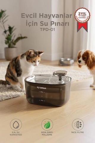 Özel Seri Susuzluk Gider Akıllı Kap Minik Dost Tpd01 Siyah Kedi Köpek Su Pınarı
