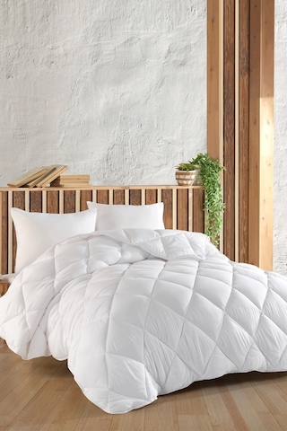 Zeynep Tekstil Çift Kişilik Silikon Yorgan Seti + Yastık 2 Adet Beyaz