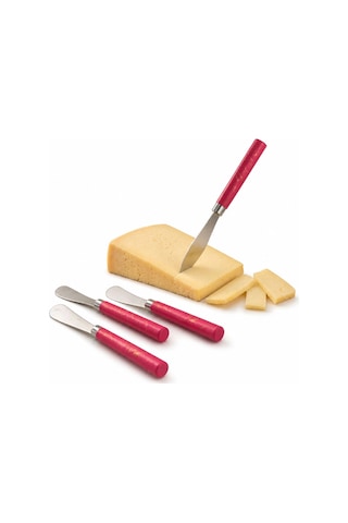 5 Parça Uzun Kahvaltı Bıçak - Kırmızı Mermer Desen Saplı 16.5 Cm Bx40 Çok Renkli