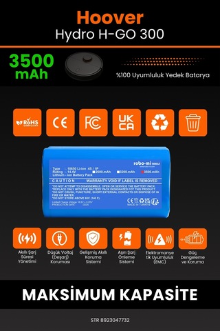 Hoover H-go 300 Hydro Uyumlu Robot Süpürge Bataryası 3500 Mah