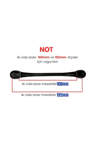 4 Adet Aras Mat Siyah Metal Mobilya Kulpu 160mm - 192mm Mat Siyah