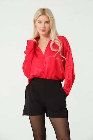 S'amore Clothing Basic Saten Gömlek Kırmızı