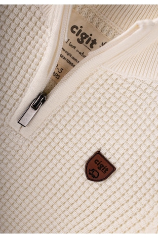 Selanik Triko Fermuarlı Kazak 2-11 Yaş Ekru Ekru